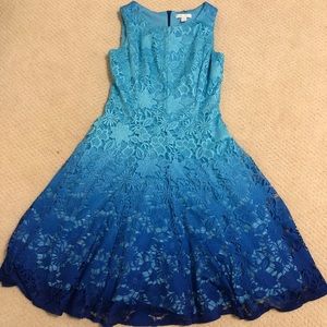 New York & Company Lace Blue Ombré Dress